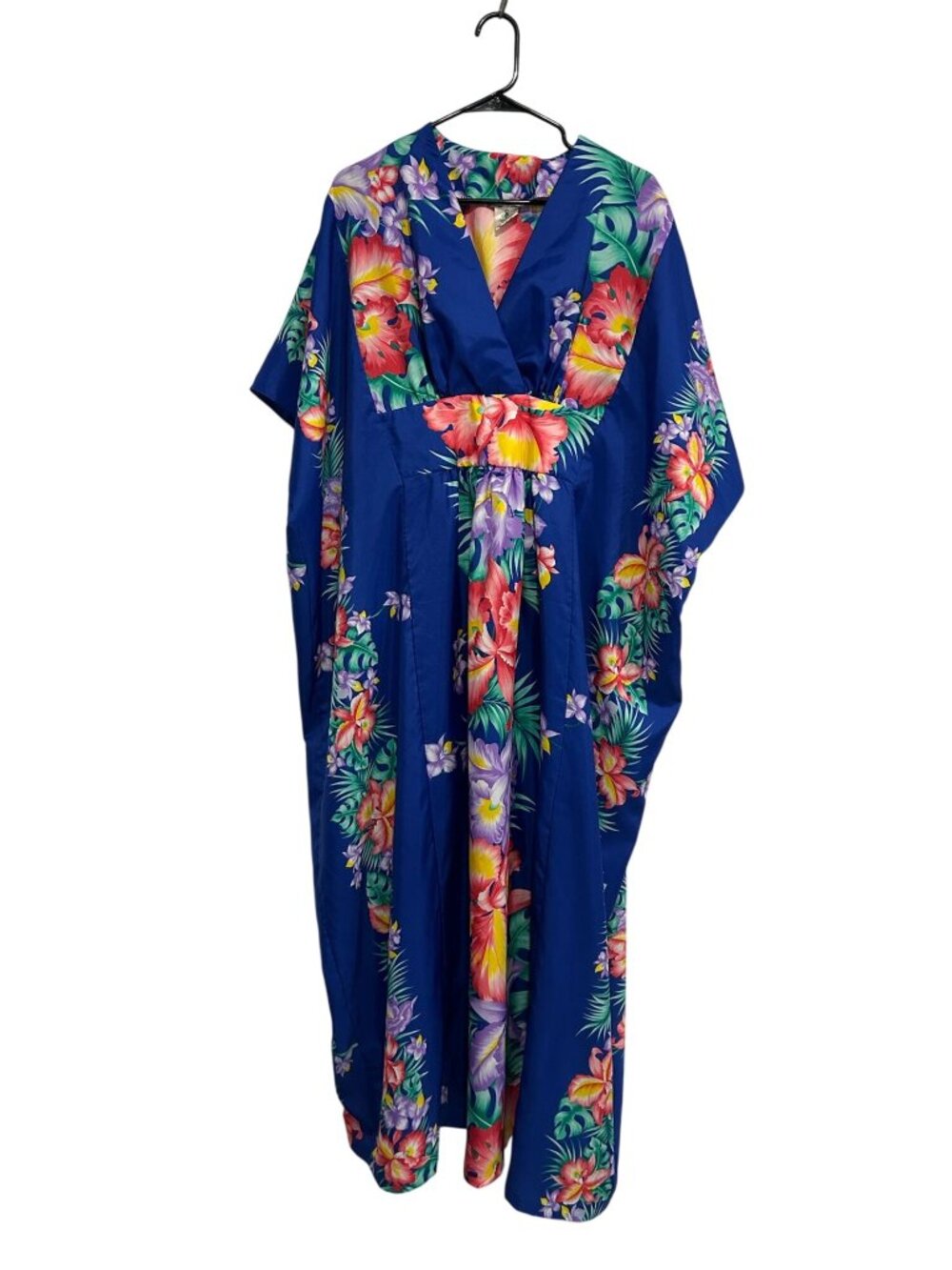 Royal Creations One Size Blue Hawaiian Floral Kimono Caftan Dress Creativecore
